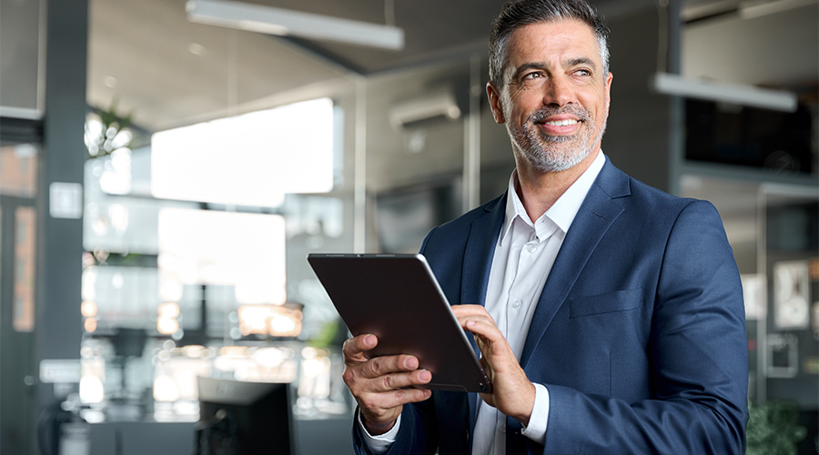 man on tablet