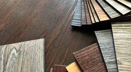 Luxury Vinyl floor tile or rubber flooring sample stack                                                                                               
