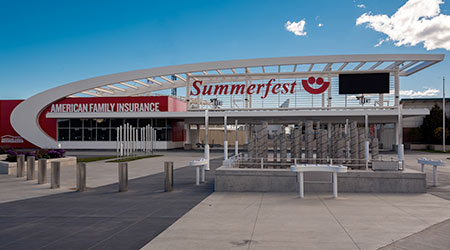 the main gate of Summerfest                                                                                                                           