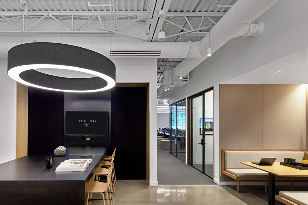 open workspaces and private huddle rooms