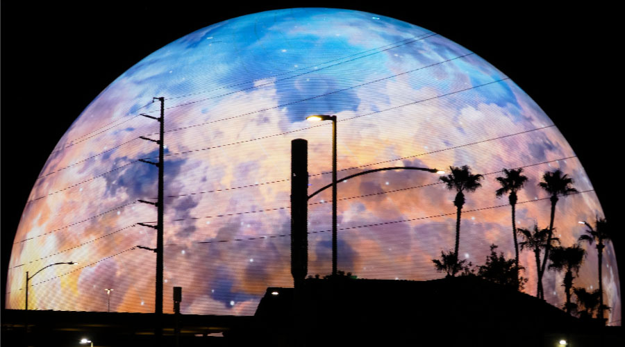 Largest spherical structural in the world lights up Las Vegas